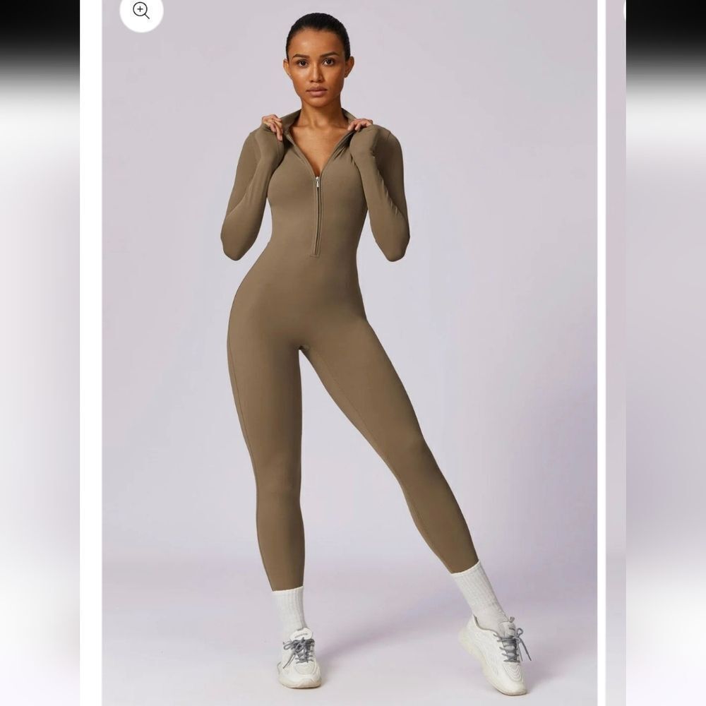 NWT SPORTSWEAR & STREETWEAR DARK TAN Long Sleeve Jumpsuit